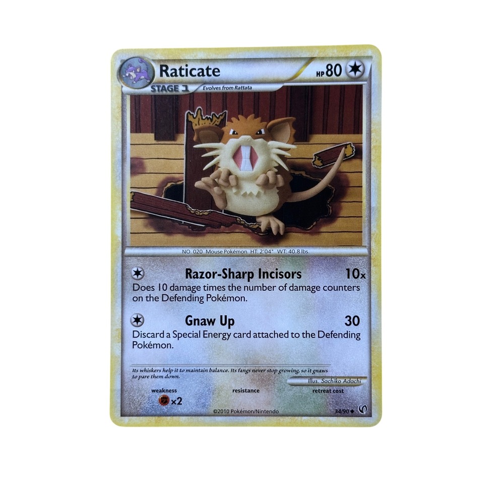 Raticate Pokemon Card 44/90 HeartGold SoulSilver HGSS Rare 2010